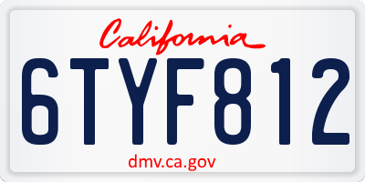 CA license plate 6TYF812