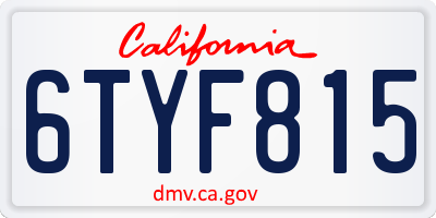 CA license plate 6TYF815