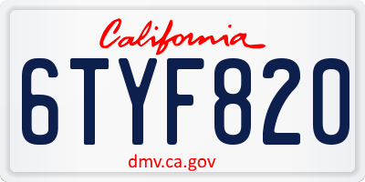 CA license plate 6TYF820