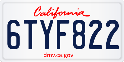 CA license plate 6TYF822
