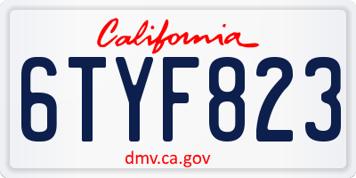CA license plate 6TYF823