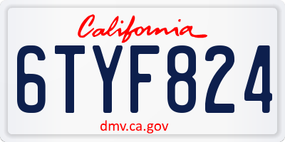 CA license plate 6TYF824
