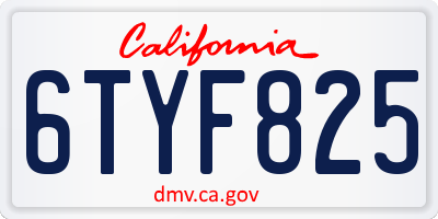 CA license plate 6TYF825