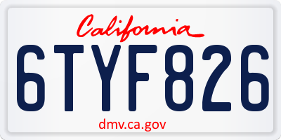 CA license plate 6TYF826