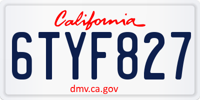 CA license plate 6TYF827