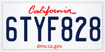 CA license plate 6TYF828