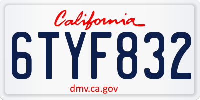 CA license plate 6TYF832