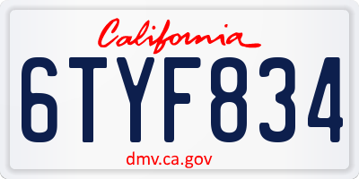 CA license plate 6TYF834