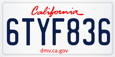 CA license plate 6TYF836