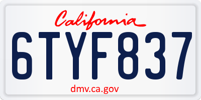 CA license plate 6TYF837