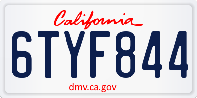 CA license plate 6TYF844