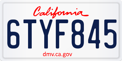 CA license plate 6TYF845