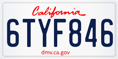 CA license plate 6TYF846