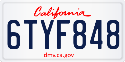 CA license plate 6TYF848