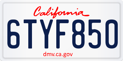 CA license plate 6TYF850