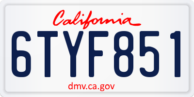 CA license plate 6TYF851