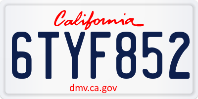 CA license plate 6TYF852