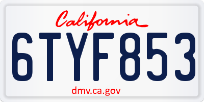 CA license plate 6TYF853
