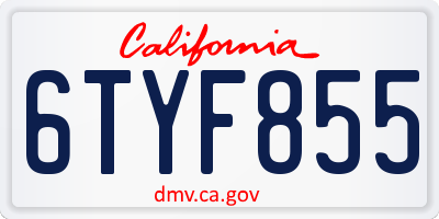 CA license plate 6TYF855