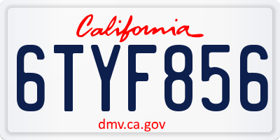 CA license plate 6TYF856