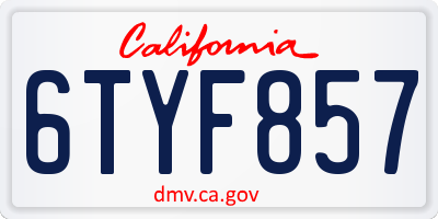 CA license plate 6TYF857