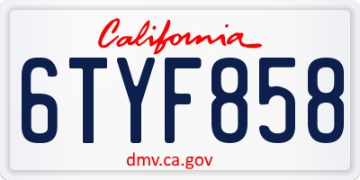 CA license plate 6TYF858