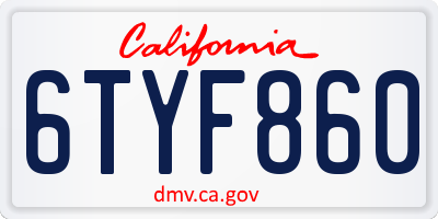 CA license plate 6TYF860