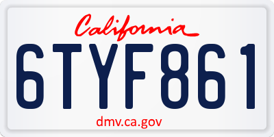 CA license plate 6TYF861