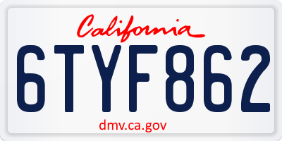 CA license plate 6TYF862