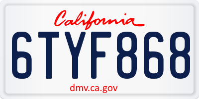 CA license plate 6TYF868