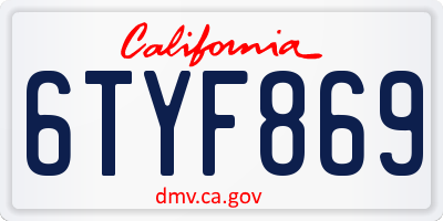 CA license plate 6TYF869