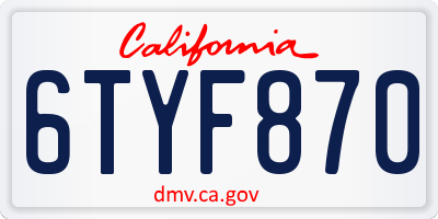 CA license plate 6TYF870