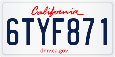 CA license plate 6TYF871