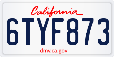 CA license plate 6TYF873