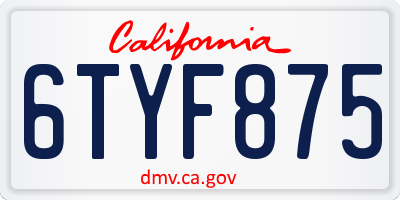 CA license plate 6TYF875