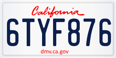 CA license plate 6TYF876