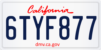 CA license plate 6TYF877