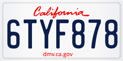 CA license plate 6TYF878