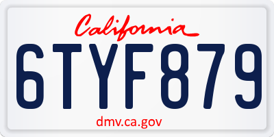 CA license plate 6TYF879