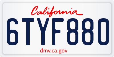 CA license plate 6TYF880