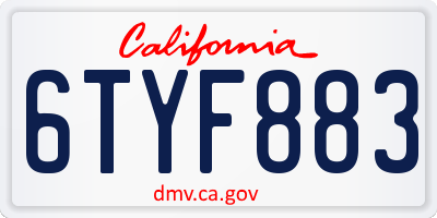 CA license plate 6TYF883