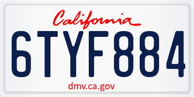 CA license plate 6TYF884