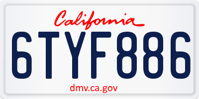 CA license plate 6TYF886