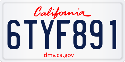 CA license plate 6TYF891