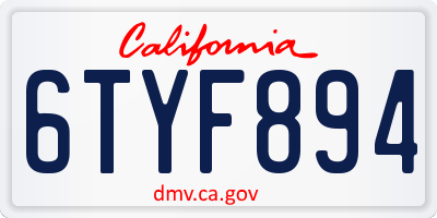 CA license plate 6TYF894
