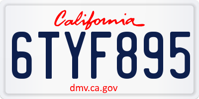 CA license plate 6TYF895