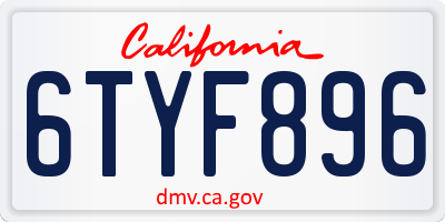 CA license plate 6TYF896