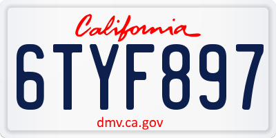CA license plate 6TYF897