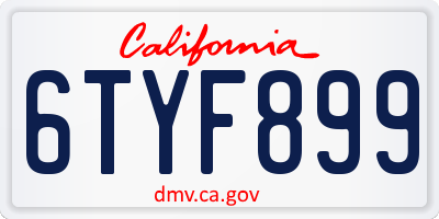 CA license plate 6TYF899
