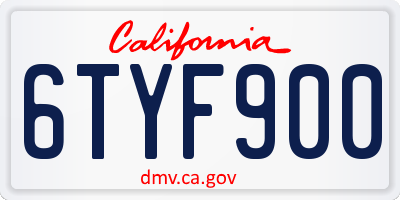 CA license plate 6TYF900